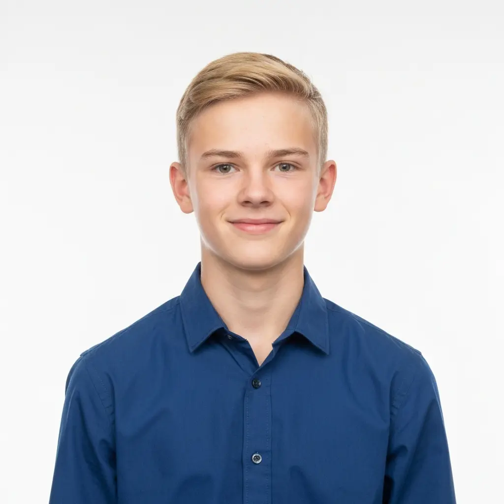 putovnica fotografija tinejdžera na bijeloj pozadini