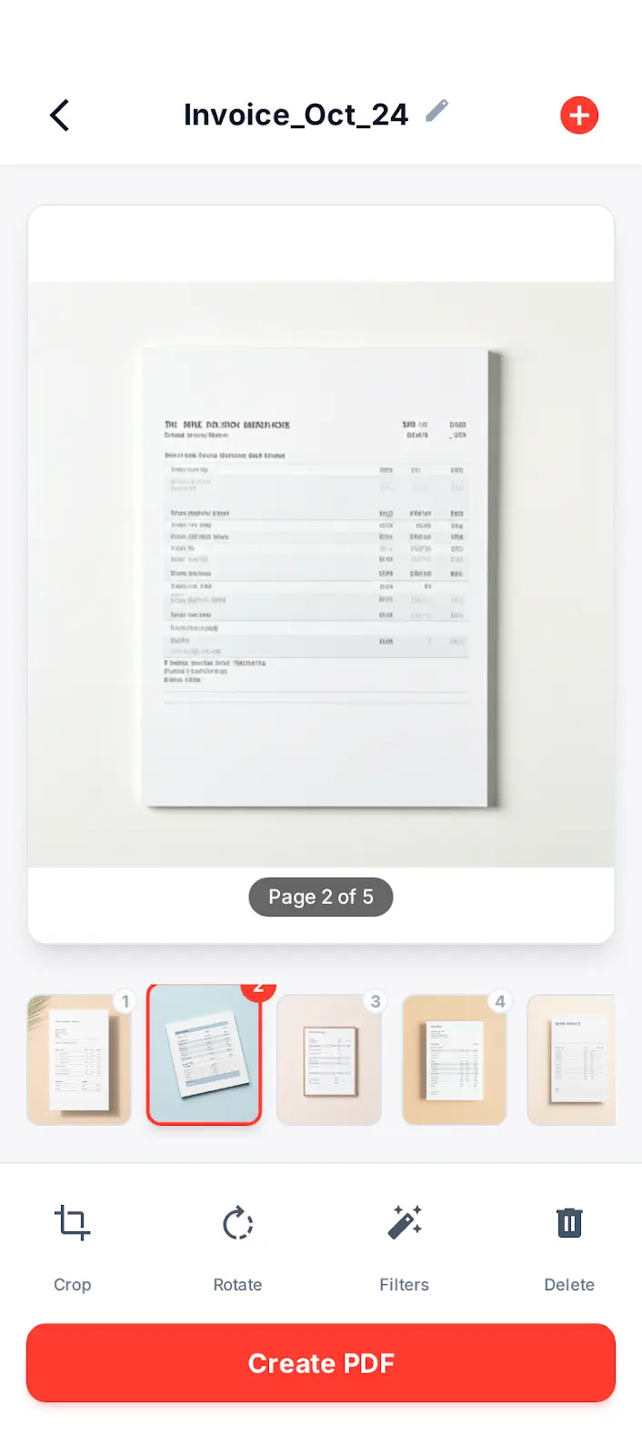 Pic to PDF App Interface